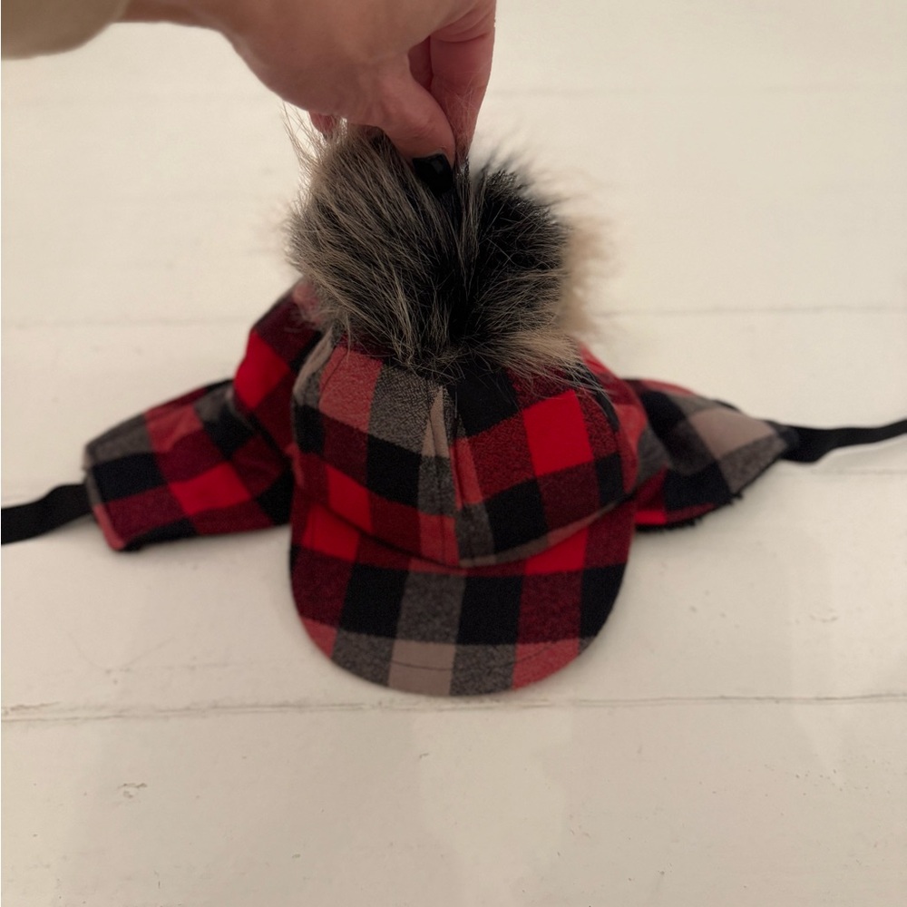 George Hats Plaid Kids Flannel Check Winter Hat with Faux Fur Pom Ear Flaps